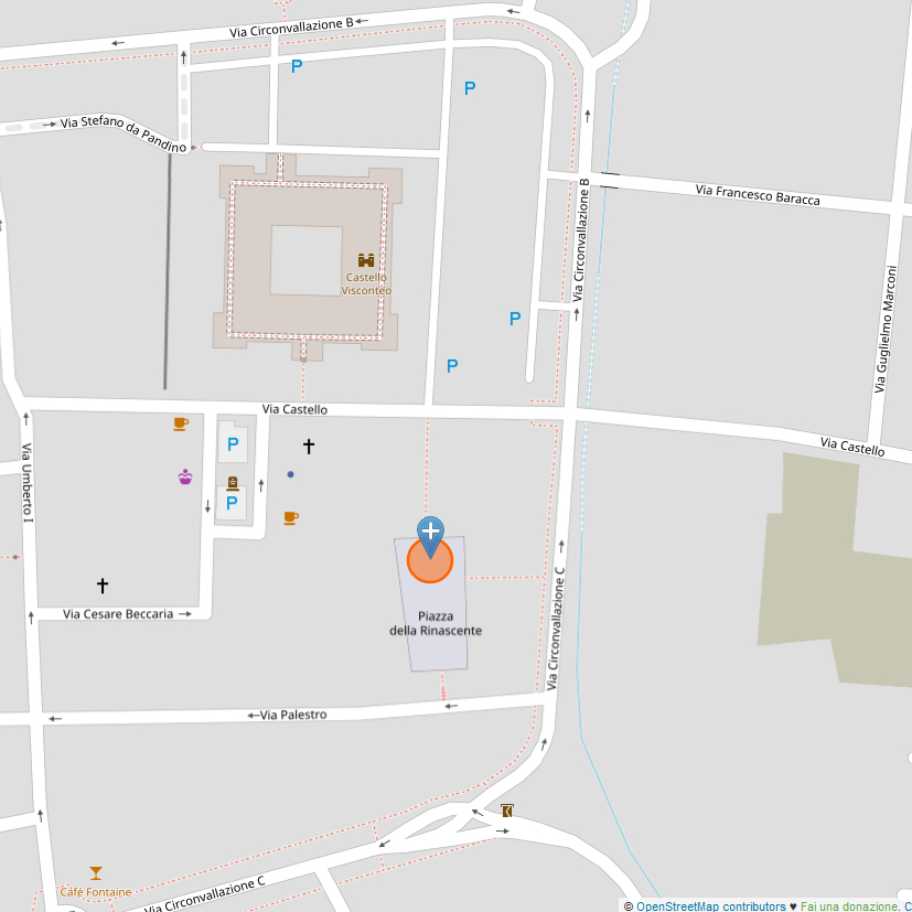 Mappa di piazza della Rinascente a Pandino
